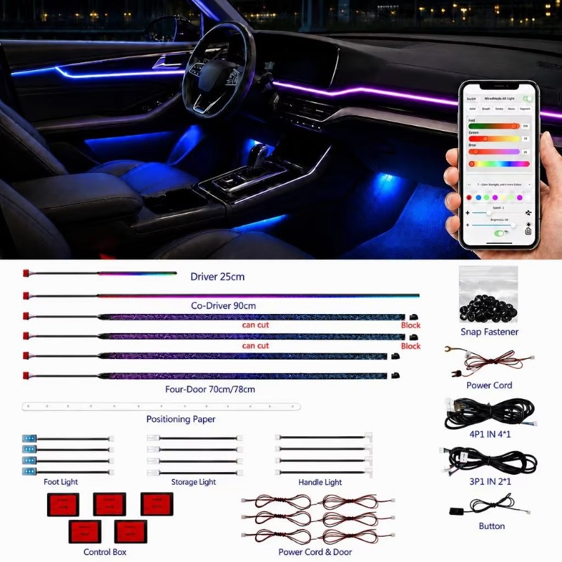 Door Handle - Auto-sfeerverlichtingsset 18 in 1 RGB LED