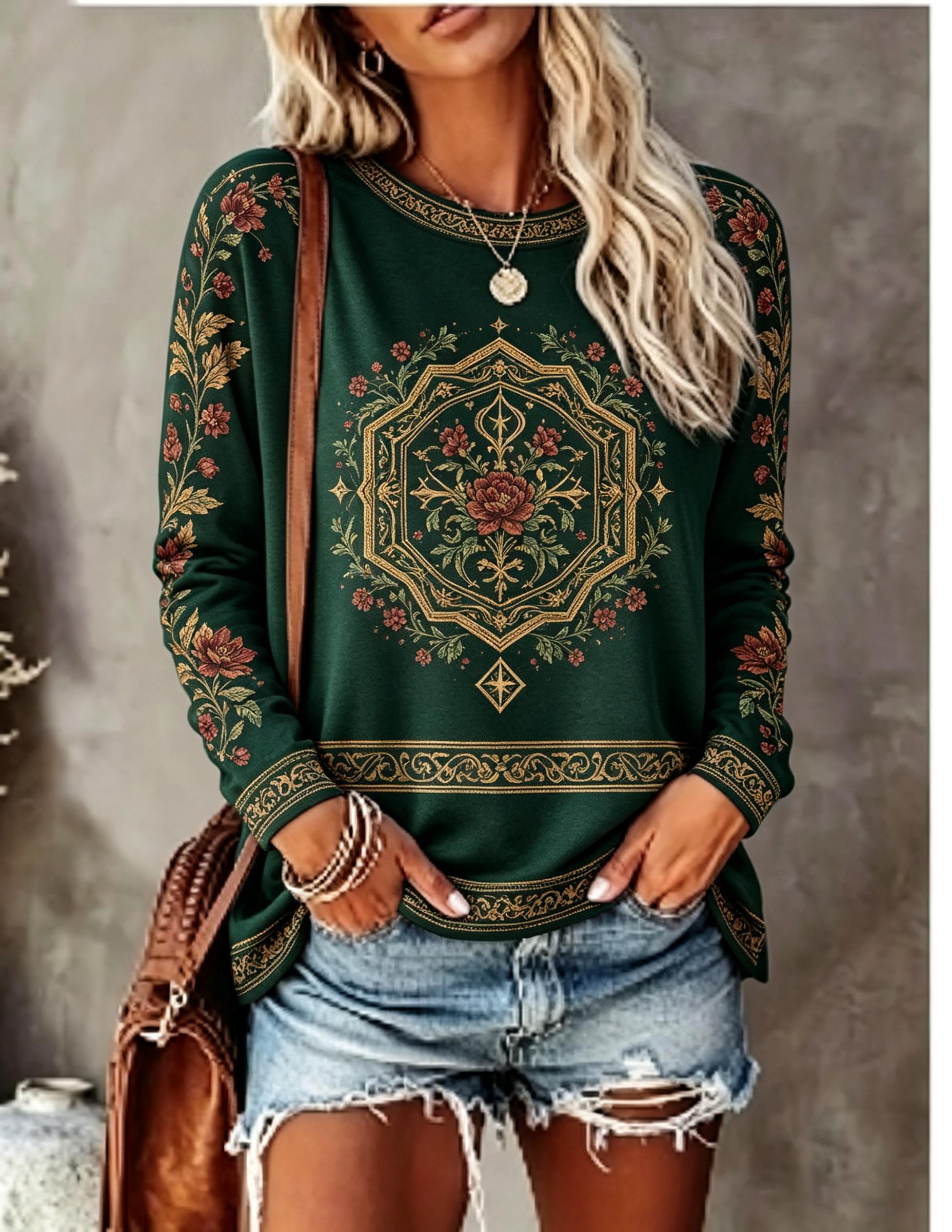 Dames T-shirt met ronde hals e - Wallpaper recensie en prijs