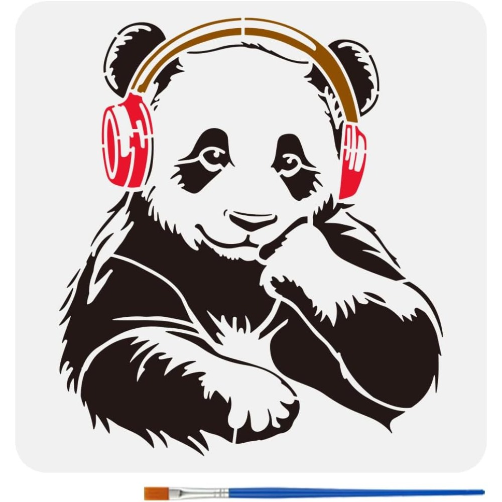 Panda stencil met een penseel  - Paint Brush recensie en prijs