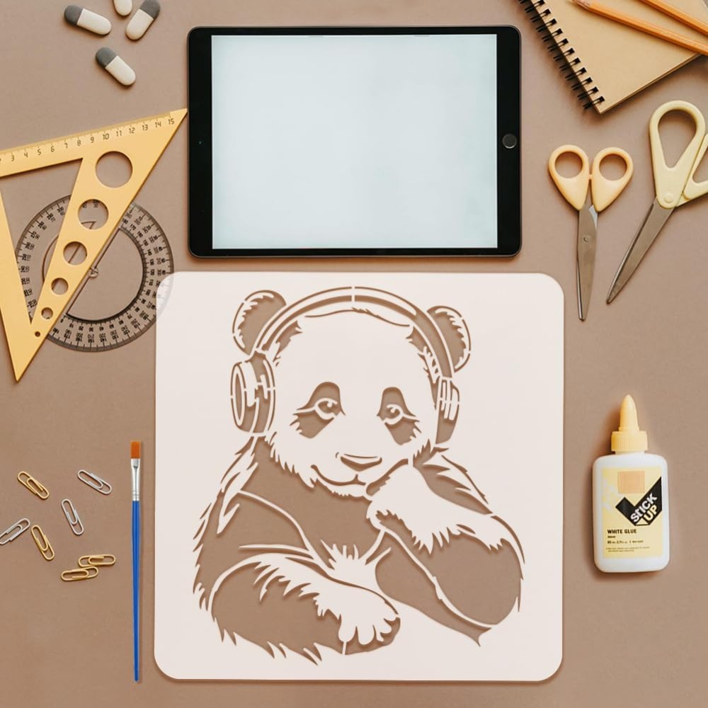 Panda stencil met een penseel  - Paint Brush recensie en prijs