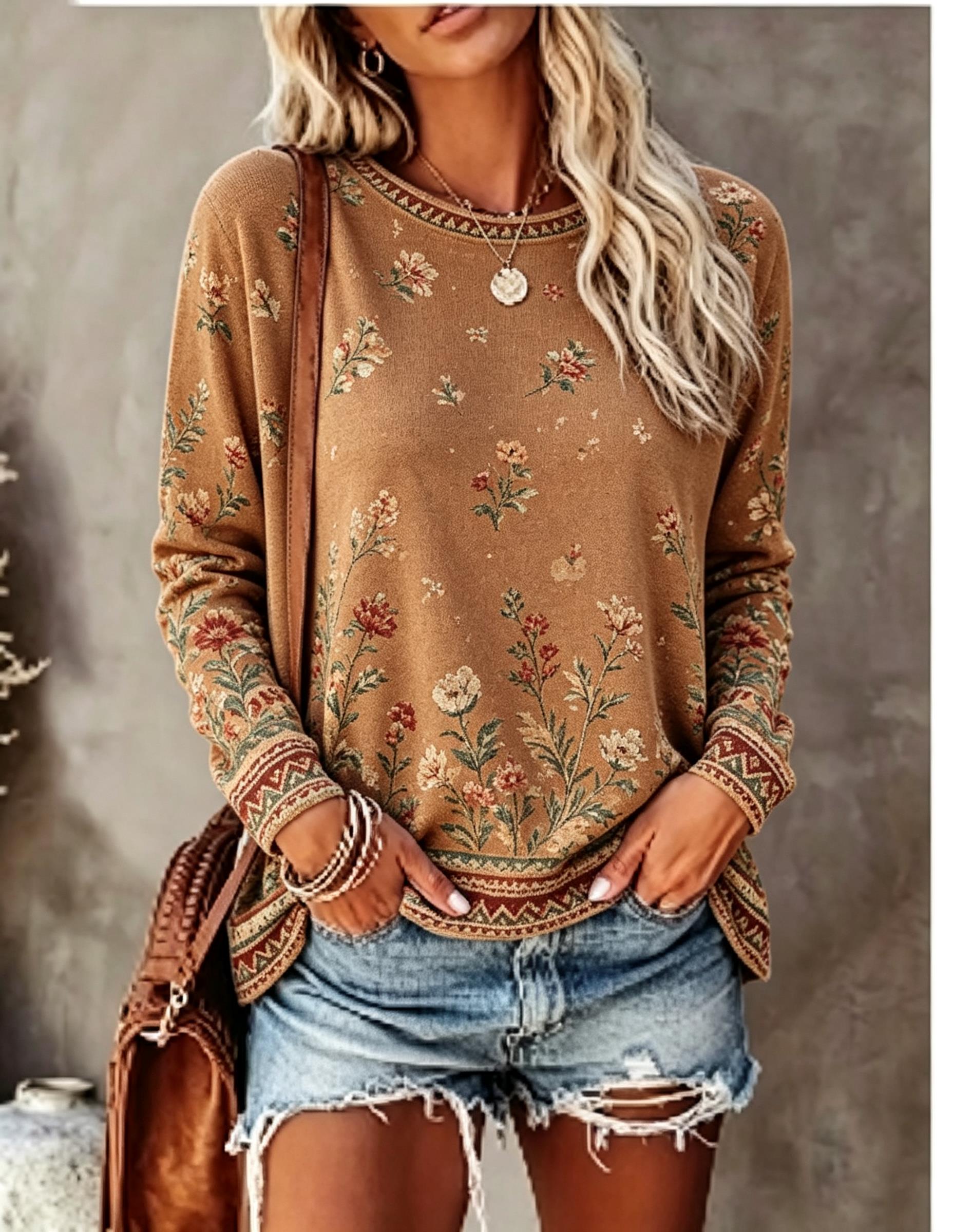 Dames T-shirt met ronde hals e - Wallpaper recensie en prijs